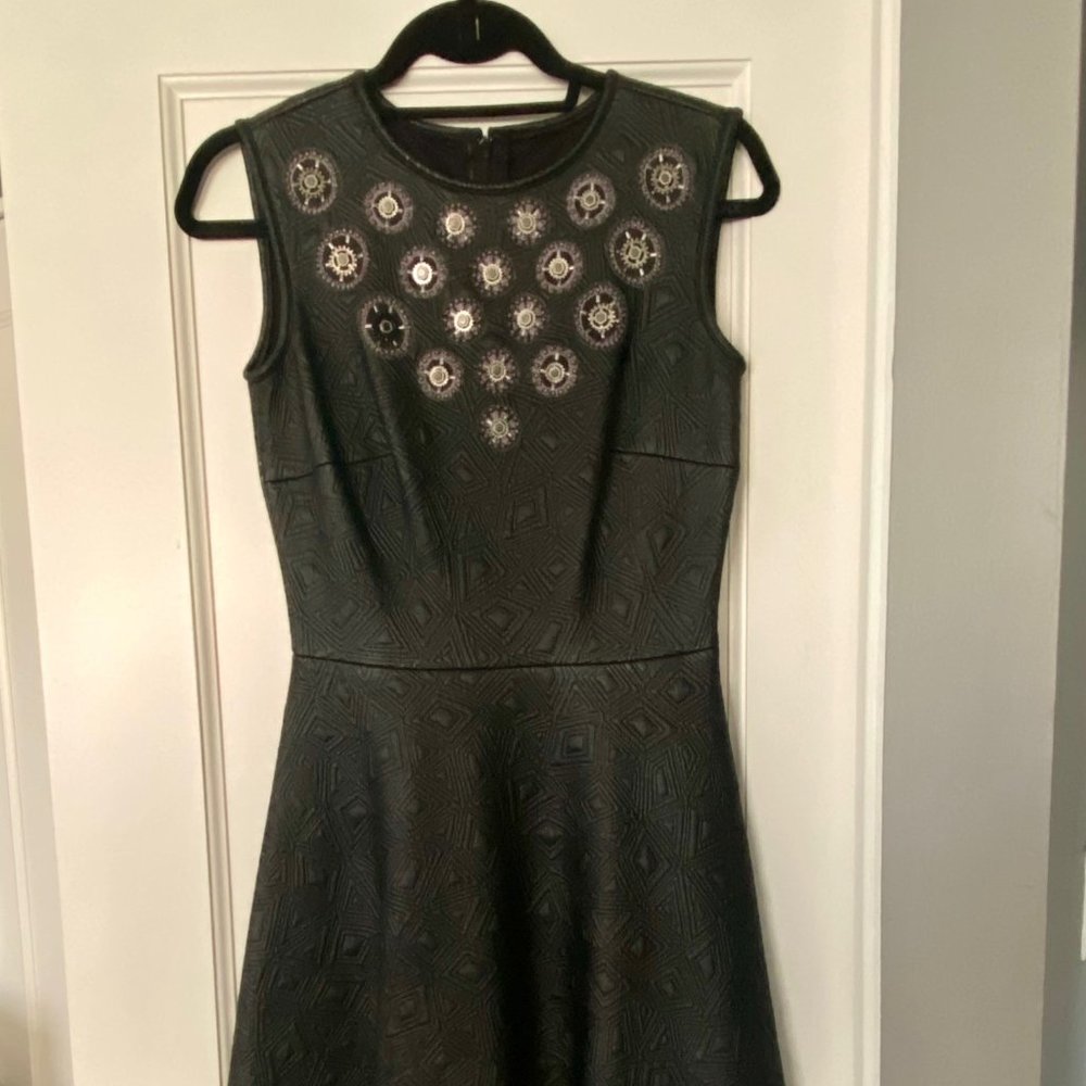 Black Pleather Mini/Knee Length Cocktail Dress - Size S/4